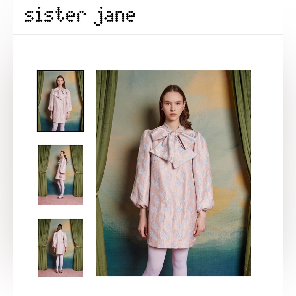 Sister Jane Pink Brocade Mini Dress with Statement Bow